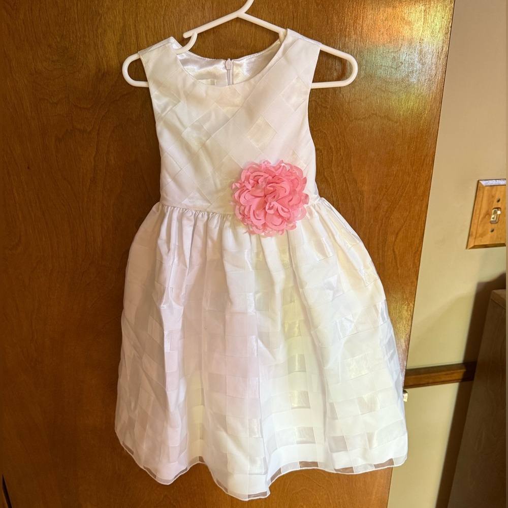 American Princess White Dress with Pink Flower